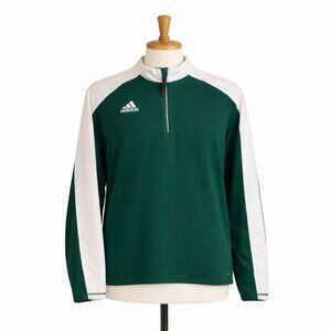Men's Adidas Green, White Long-Sleeve Quarter-Zip Shirt, Size Small